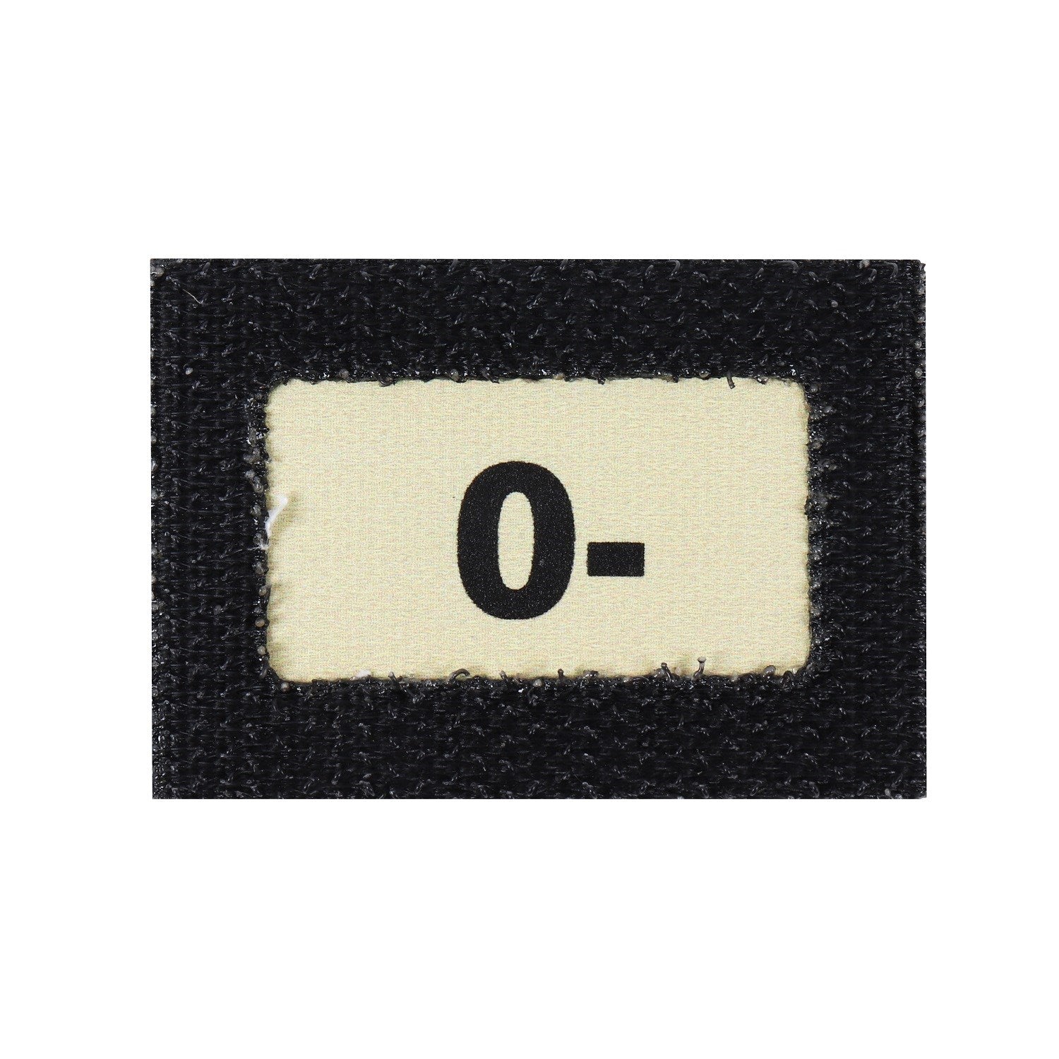 Parche GLIND TAPE grupo sanguíneo 0-, reversible con borde de velcro, 40 x 28 mm