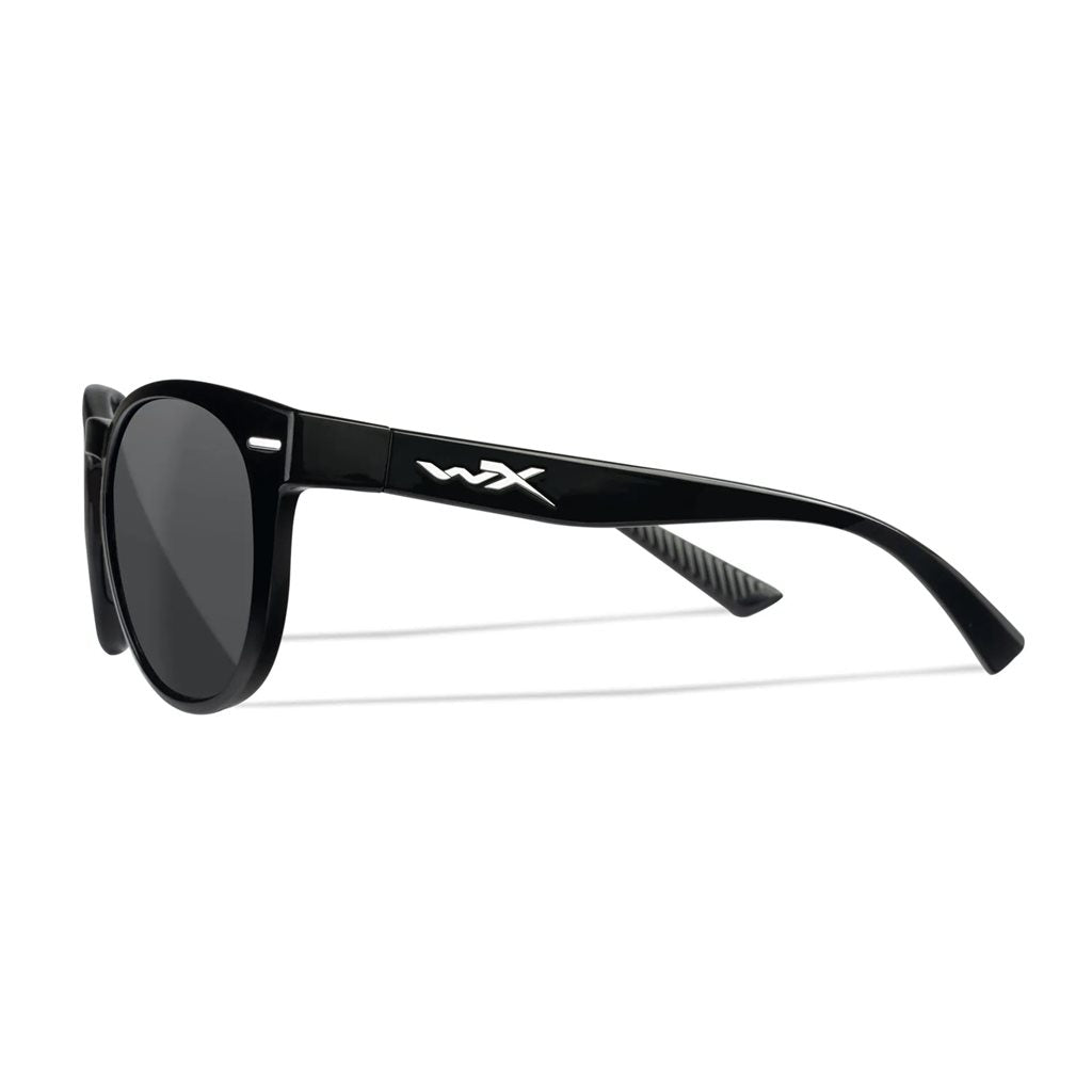 Gafas de tiro femeninas WX COVERT con montura negra y lentes ahumadas