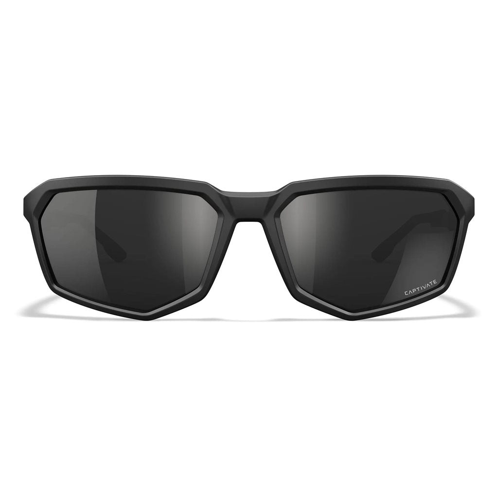 Gafas de tiro WX RECON CAPTIVATE con montura negra y lentes polarizadas ahumadas