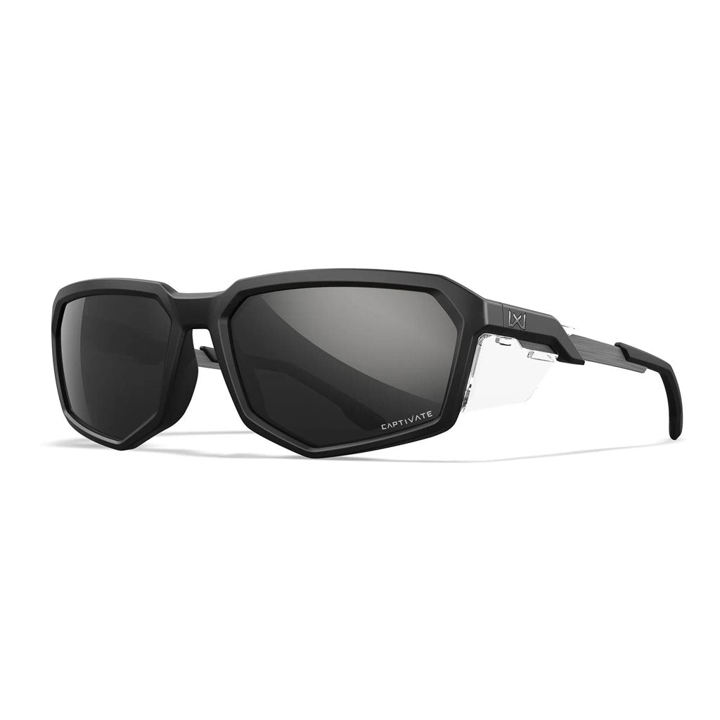 Gafas de tiro WX RECON CAPTIVATE con montura negra y lentes polarizadas ahumadas