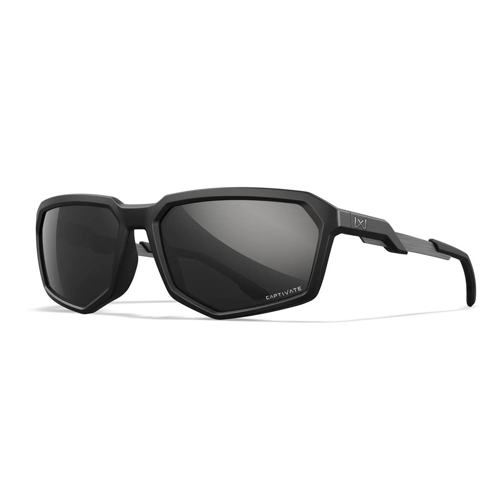 Gafas de tiro WX RECON CAPTIVATE con montura negra y lentes polarizadas ahumadas