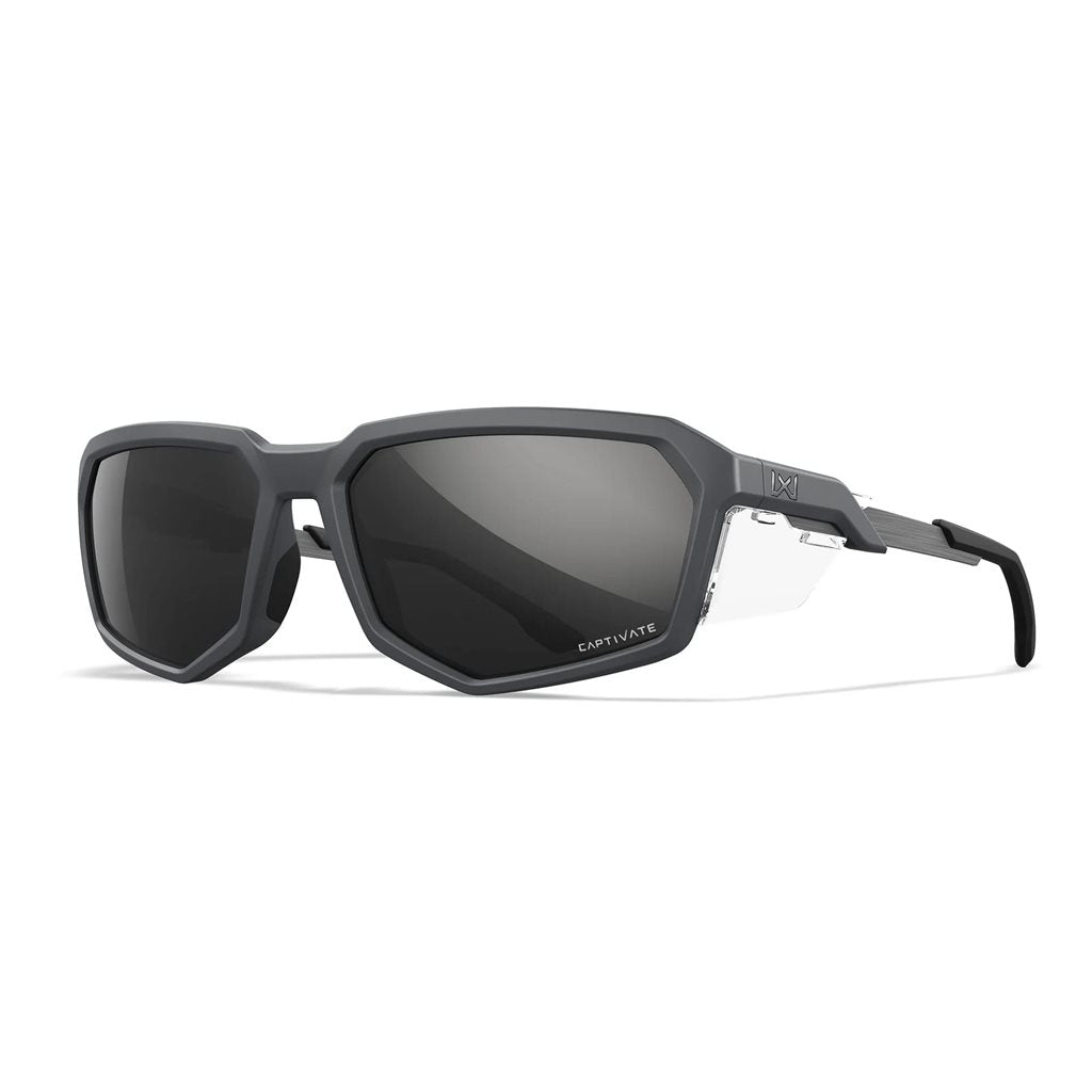 Gafas de tiro WX RECON CAPTIVATE con montura negra y lentes polarizadas ahumadas