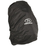 Funda para mochila 20-30 L negra, poliéster rip-stop, borde elástico y cordón