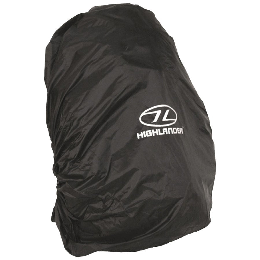 Funda para mochila 20-30 L negra, poliéster rip-stop, borde elástico y cordón
