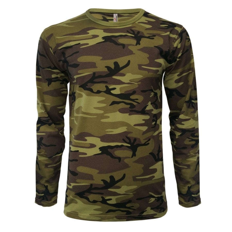 Camiseta camuflada Military de manga larga con estampado duradero