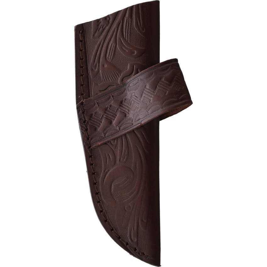 Cuchillo HUNTER de hoja fija con acabado negro, mango de asta y funda de cuero