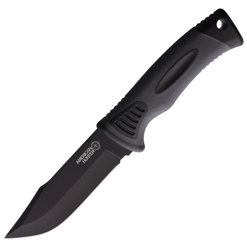 Cuchillo de hoja fija AMERICAN HUNTER negro con funda