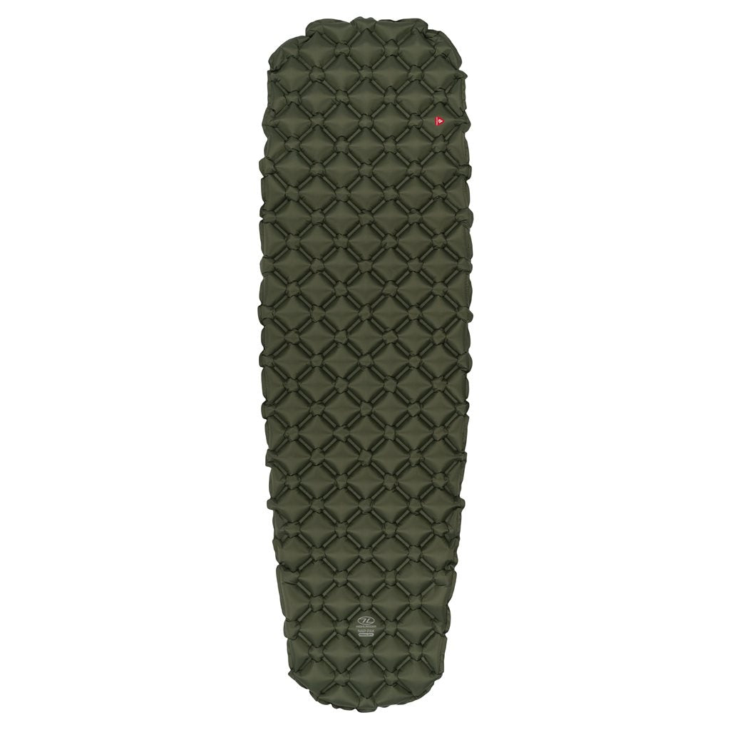 Colchoneta hinchable NAP-PAK PRIMALOFT verde HIGHLANDER, ultraligera, nylon rip-stop con recubrimiento TPU
