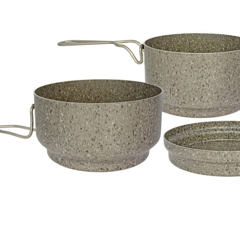 Ešus de aluminio de tres piezas con recubrimiento PTFE STONE, bol grande y pequeño con tapa