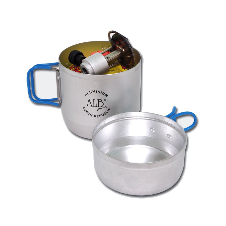 Vajilla MATTERHORN de aluminio anodizado para 1 persona, compatible con cartucho de gas G230 g