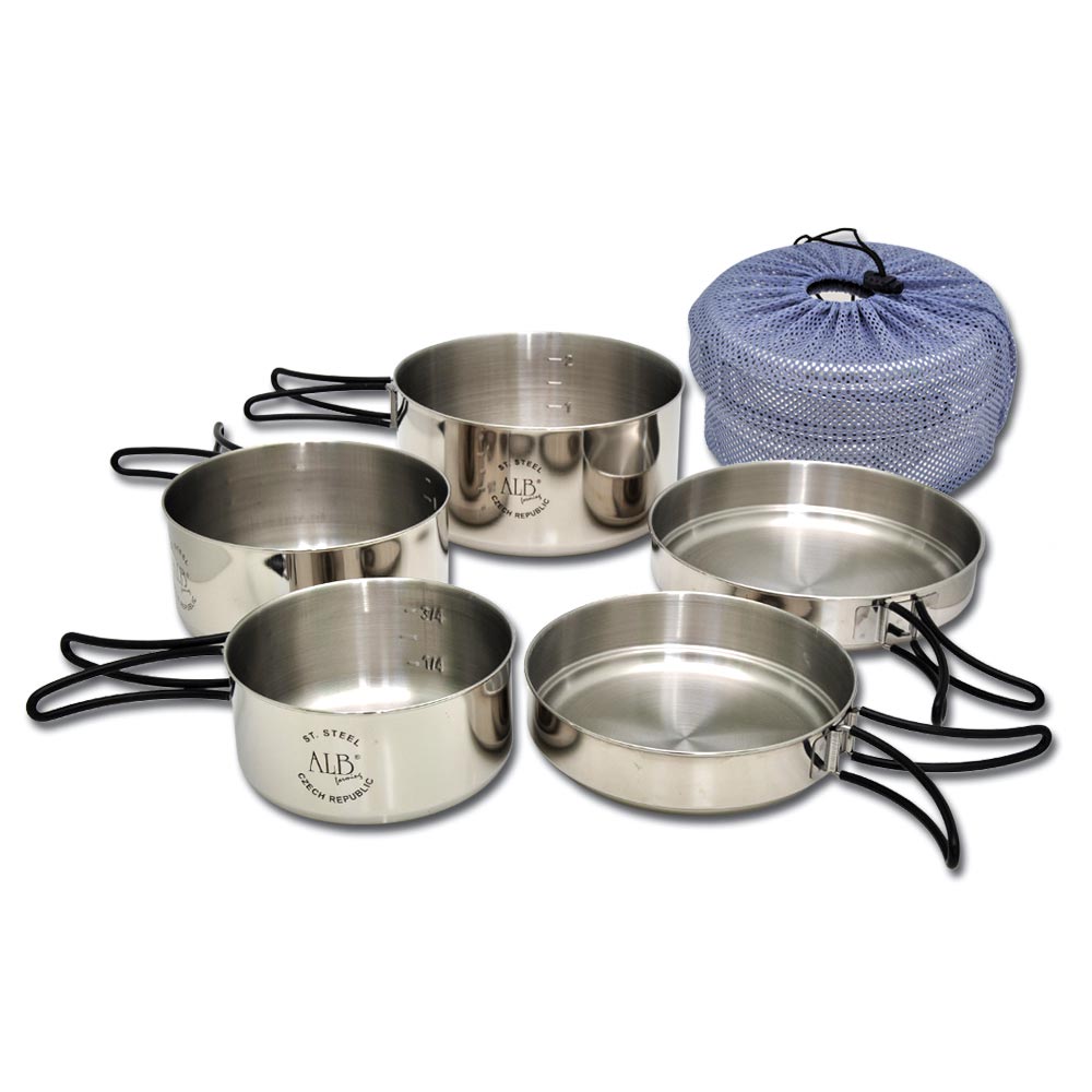 Juego de vajilla EVEREST 5 piezas acero inoxidable CrNi 18/10 con funda