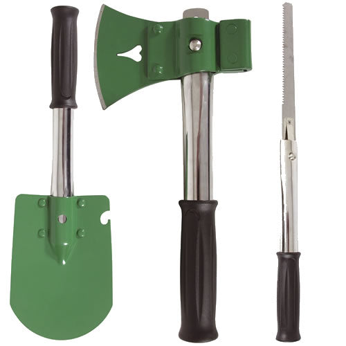 Herramienta 3 en 1: hacha, sierra y pala, 38 cm