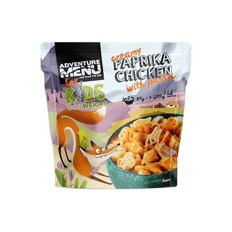 Pollo en salsa de pimentón con pasta - comida deshidratada infantil PORCIÓN 85g/250g