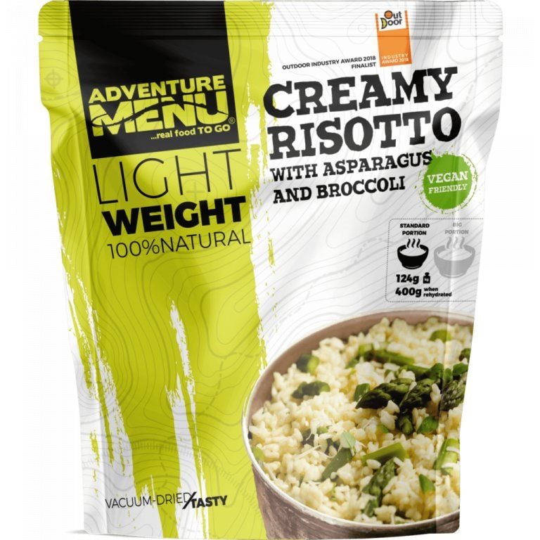 Risotto cremoso con espárragos y brócoli, comida deshidratada AM209