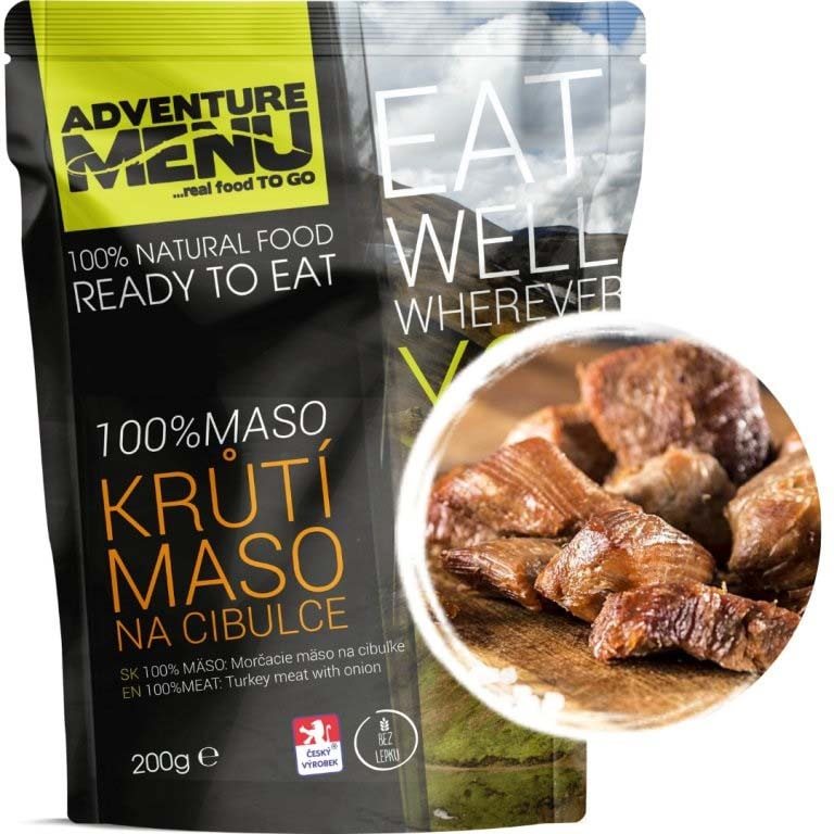 Trozos de pavo con cebolla ADM, comida esterilizada lista para consumir