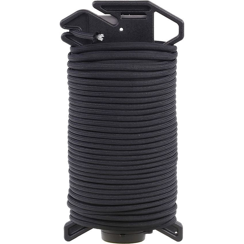 Dispensador con cortador y cuerda de 30 m negro, con centro hueco para encendedor