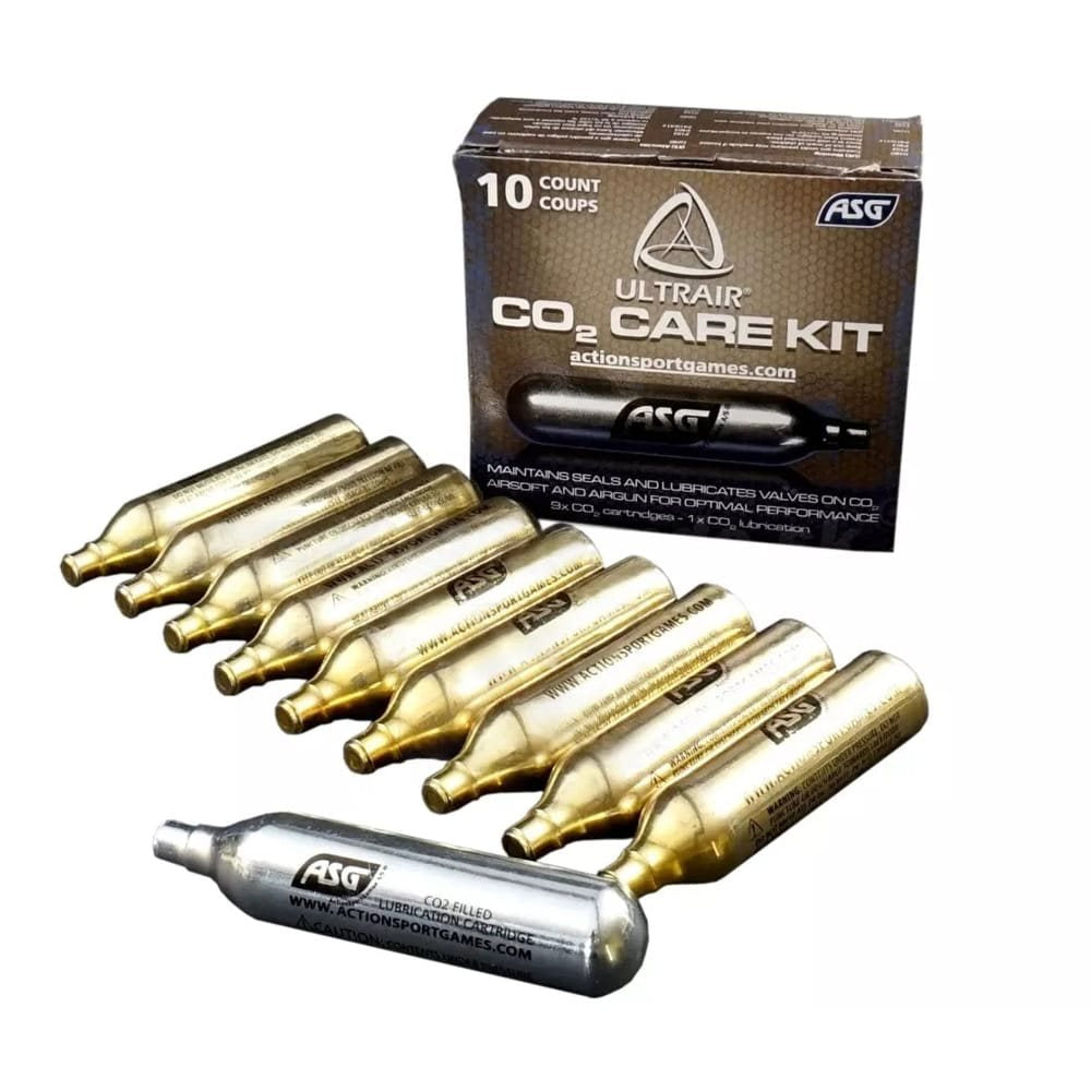 Pack de 10 cápsulas CO2 12g (9 estándar + 1 con silicona) para dispositivos CO2