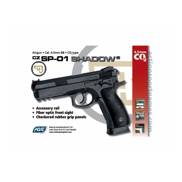 Pistola CO2 ASG CZ 75 SP-01 Shadow, BB 4,5 mm de acero - imagen del producto