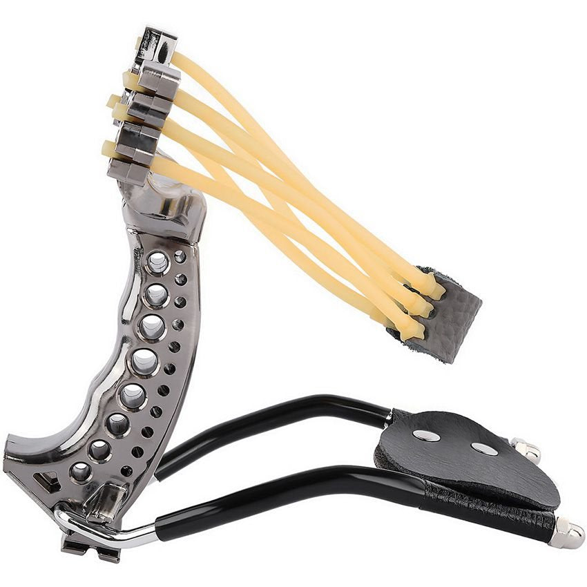 Tirachinas AXIS BLADE plateado, cuerpo de aluminio y plástico, ambidiestro