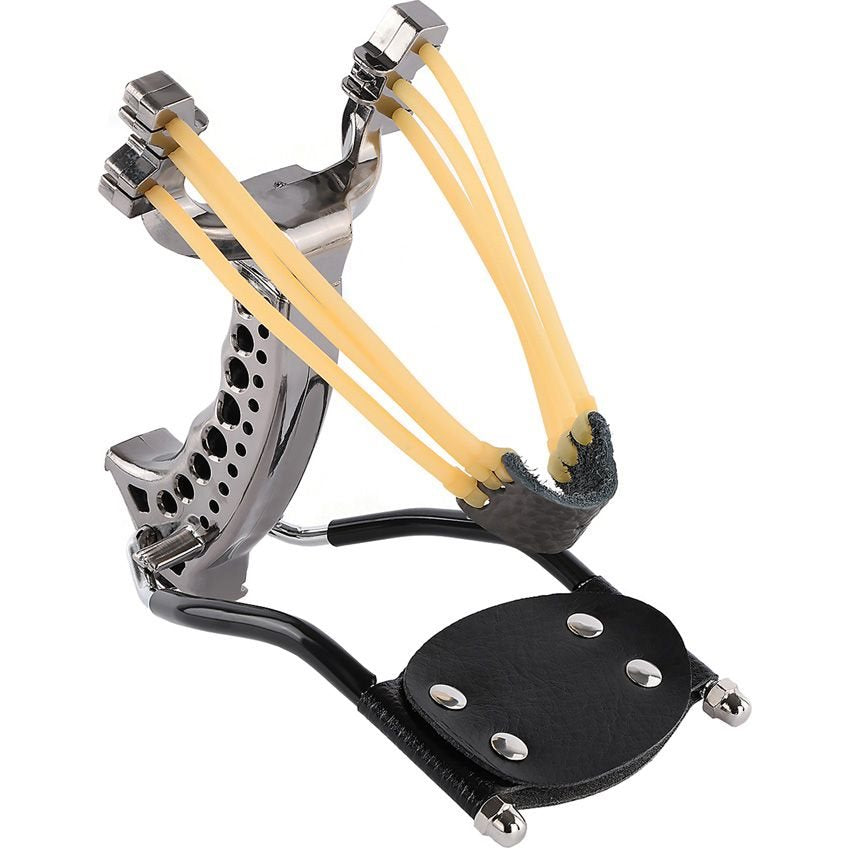 Tirachinas AXIS BLADE plateado, cuerpo de aluminio y plástico, ambidiestro