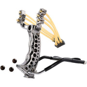 Tirachinas AXIS BLADE plateado, cuerpo de aluminio y plástico, ambidiestro