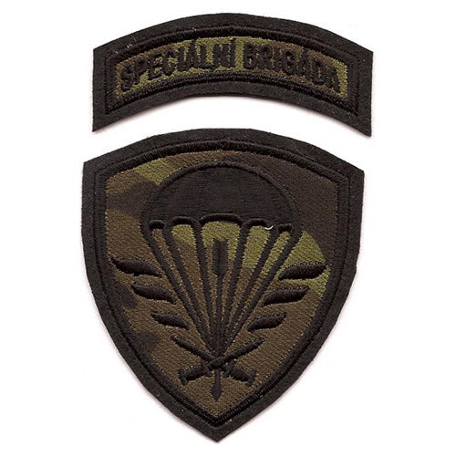 Parche SPECIÁLNÍ BRIGÁDA vz.95 camuflaje, dos piezas, 7×8 y 7×2,5 cm