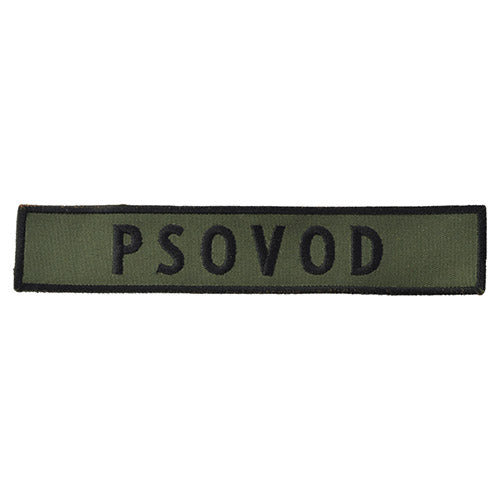 Parche bordado PSOVOD verde, tamaño aprox. 25 x 140 mm