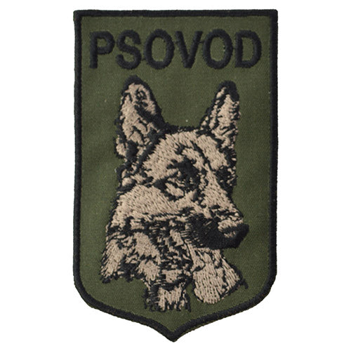 Parche emblema PSOVOD verde, tamaño aprox. 5,5 x 9 cm