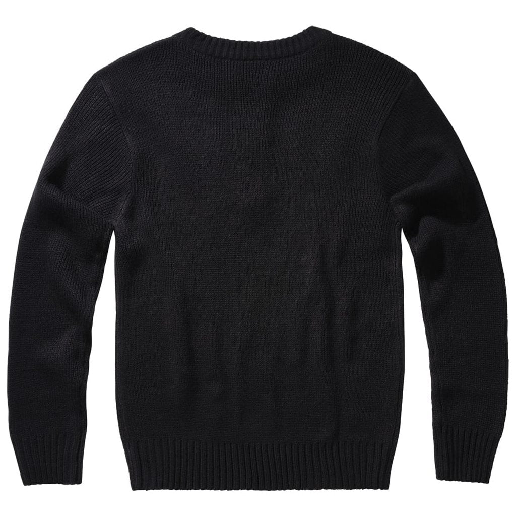 Pulóver suéter negro con cremallera 3/4, poliacrílico suave y puños elásticos