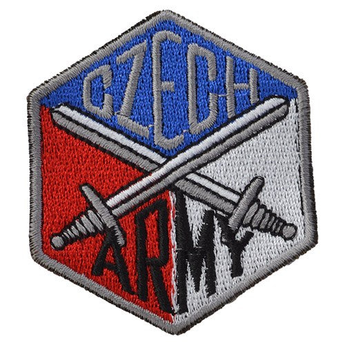 Parche textil bordado CZECH ARMY con espadas cruzadas, 60x50 mm, colorido