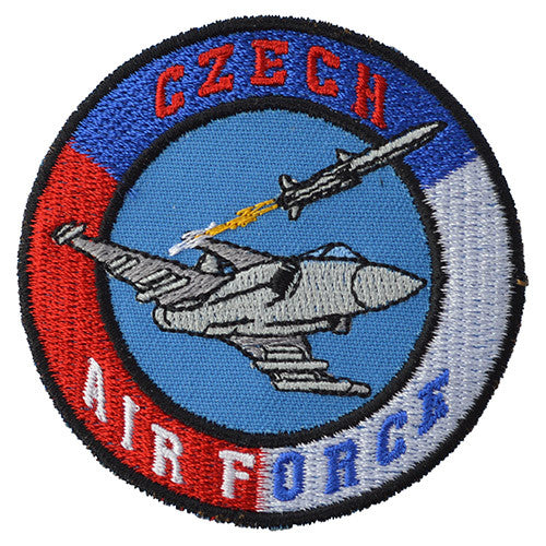 Parche textil bordado CZECH AIR FORCE con avión Gripen, color, 70x70 mm
