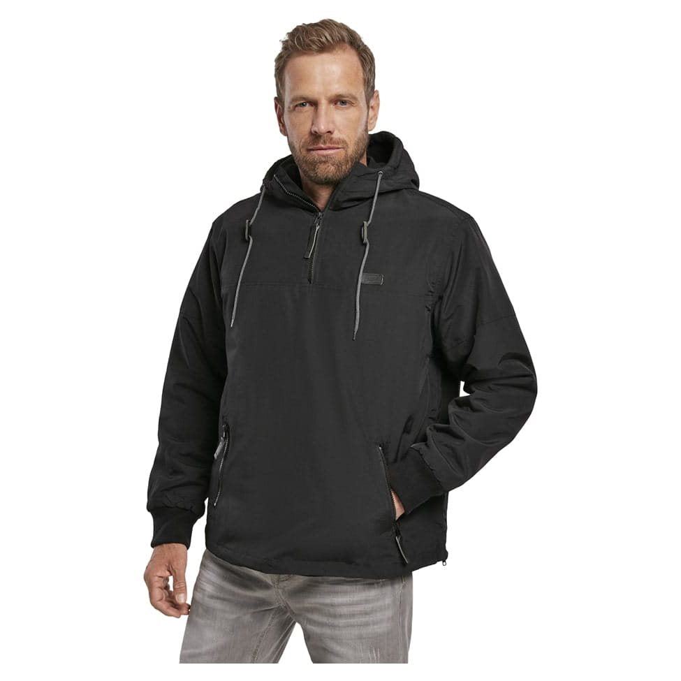 Chaqueta LUKE windbreaker negra, vista frontal y trasera