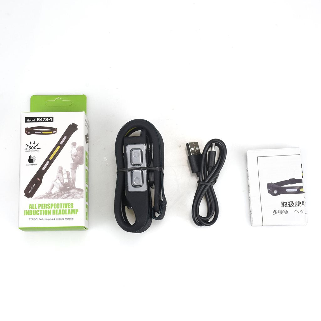 Linterna frontal recargable B47S-1 con banda ajustable y LED XPG de 500 lúmenes