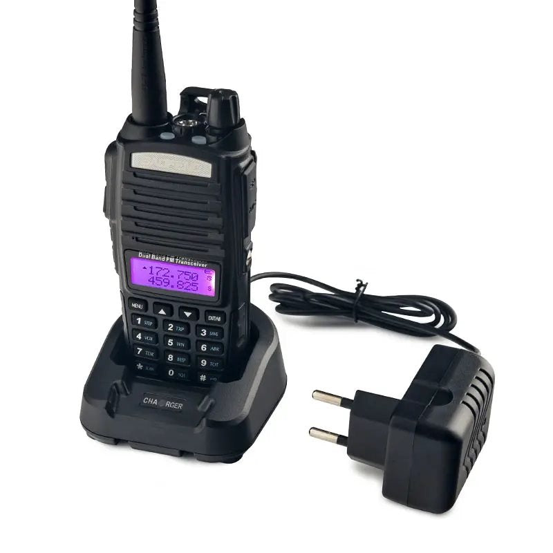 Radio portátil UV-82 HP 8W (UHF/VHF) negra con doble botón PTT