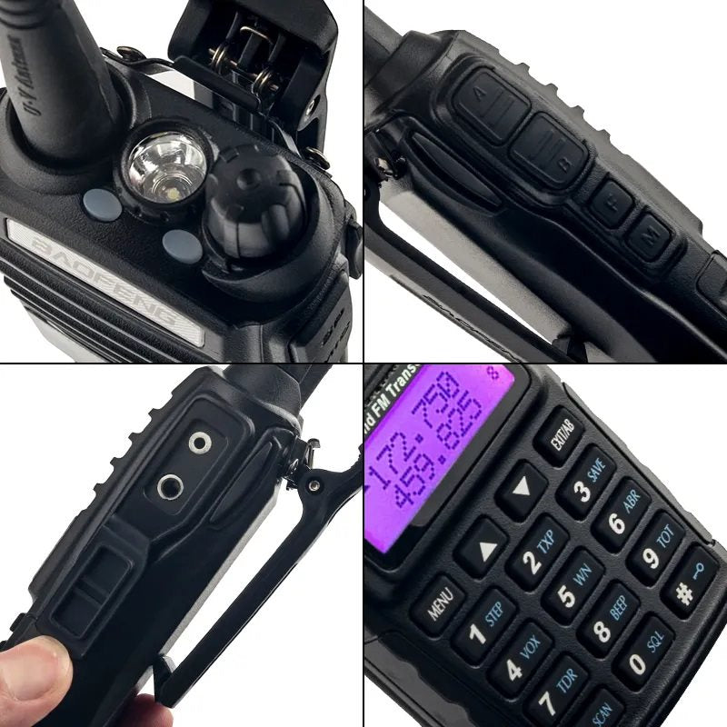 Radio portátil UV-82 HP 8W (UHF/VHF) negra con doble botón PTT