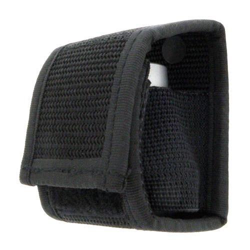 Funda negra BWB-01 para linterna de bastón telescópico, nylon con cierre velcro y clip metálico