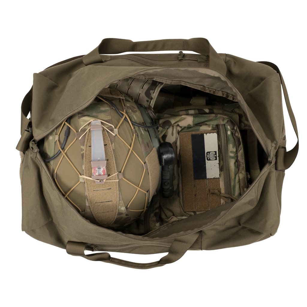 Bolsa de viaje DEPLOYMENT 42 L con material resistente, cremalleras YKK, correa de hombro ajustable y asa central robusta