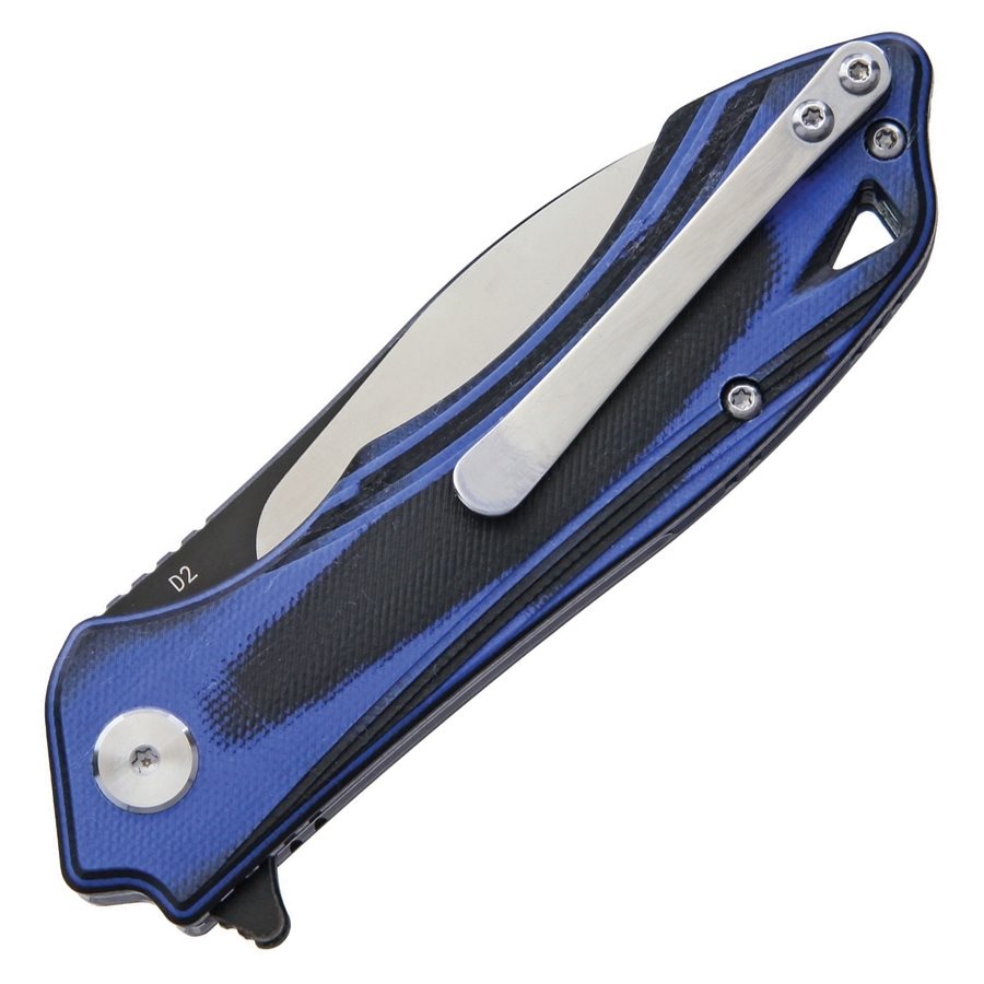 Cuchillo plegable BELUGA hoja lisa acero D2 mango G10 azul-negro 18,5 cm 109 g