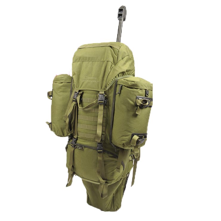 Mochila SMPS Berghaus Crusader RC verde con bolsillo para DragBag Long, vista frontal