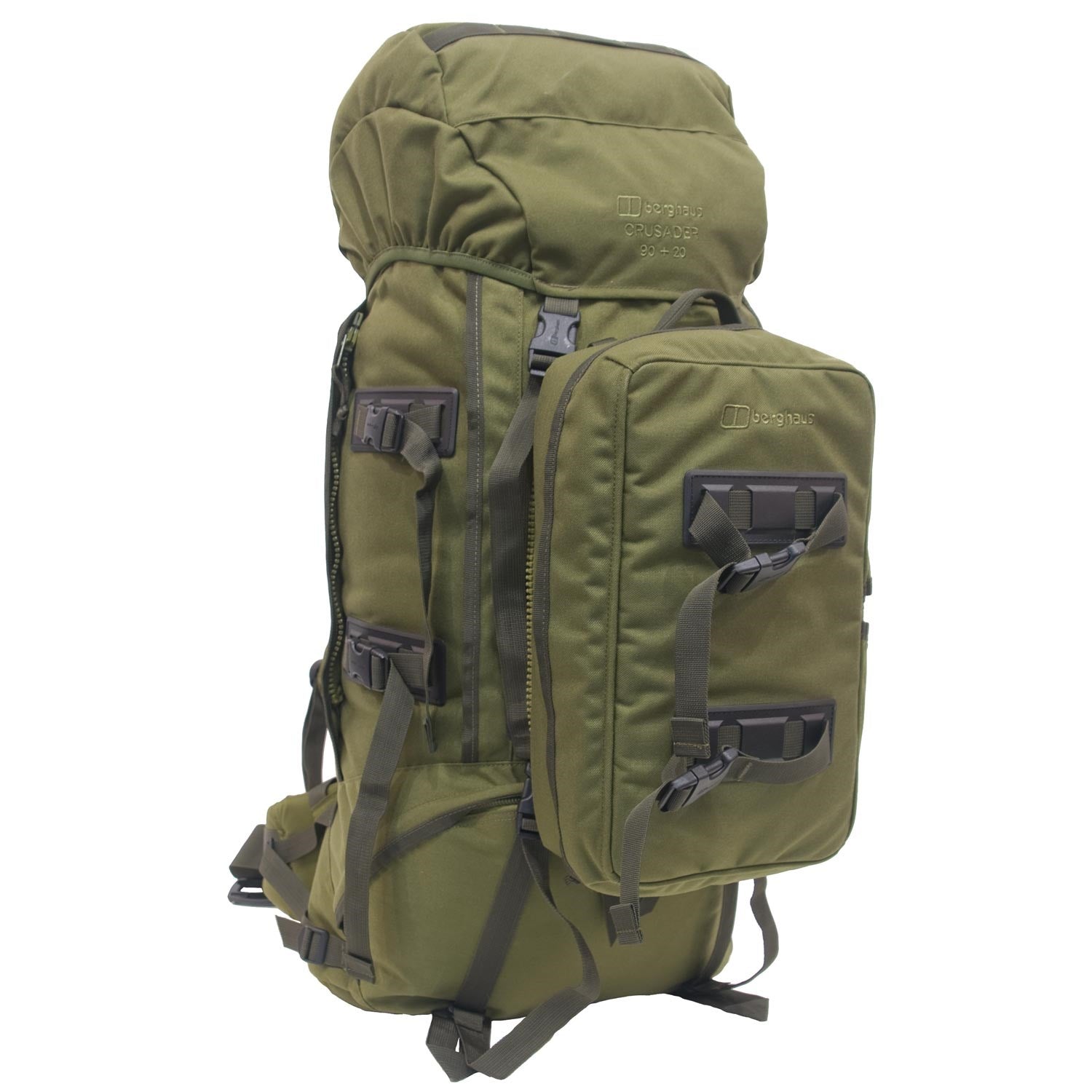Mochila MMPS Crusader III 90+20L verde con diseño militar robusto y correas visibles
