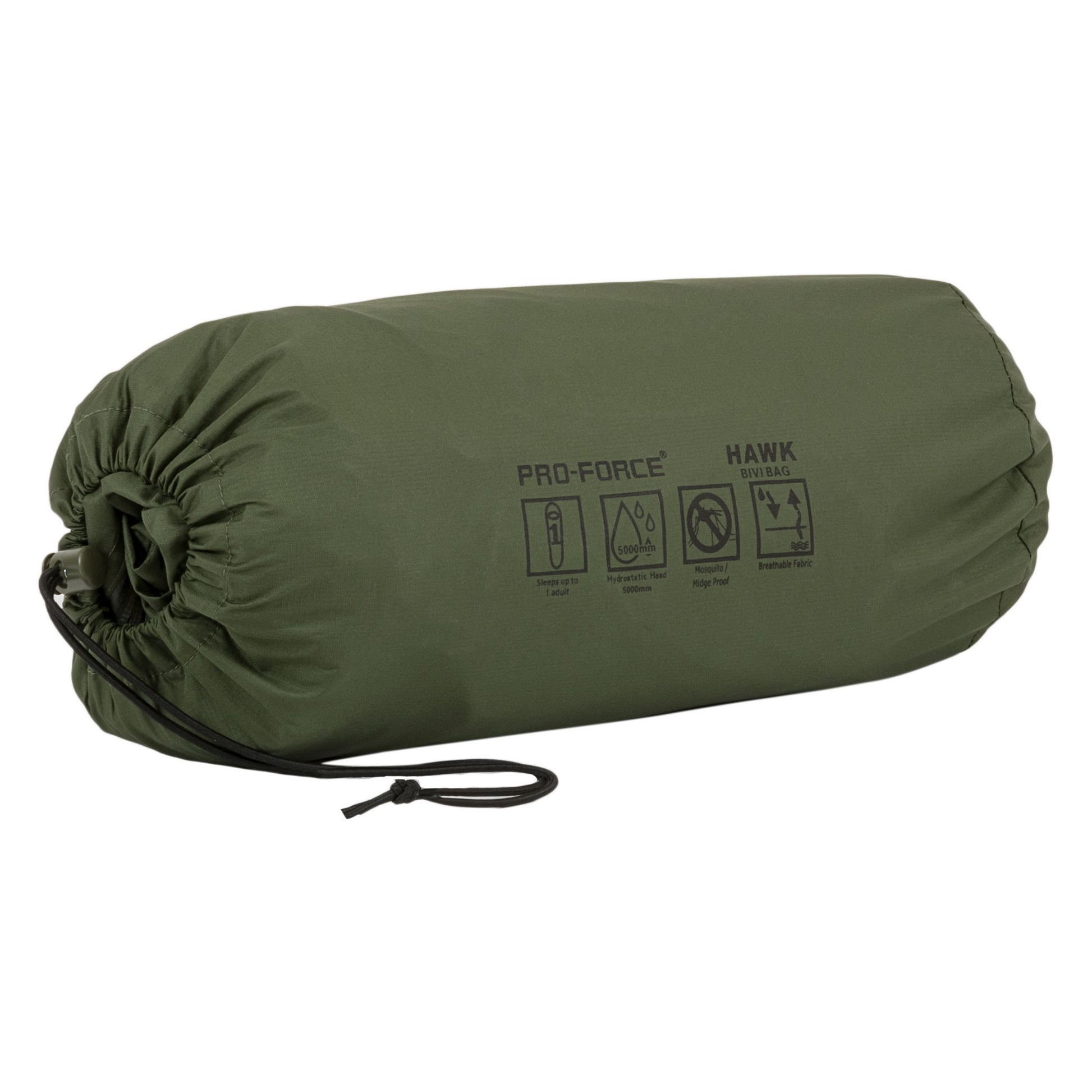 Funda para saco de dormir HAWK verde resistente e impermeable con mosquitera integrada