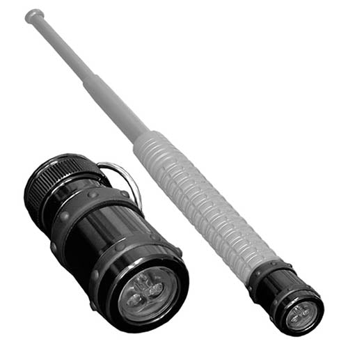 Linterna BL-02 para porra extensible negra, 3 LED, 2 pilas, hasta 80 h
