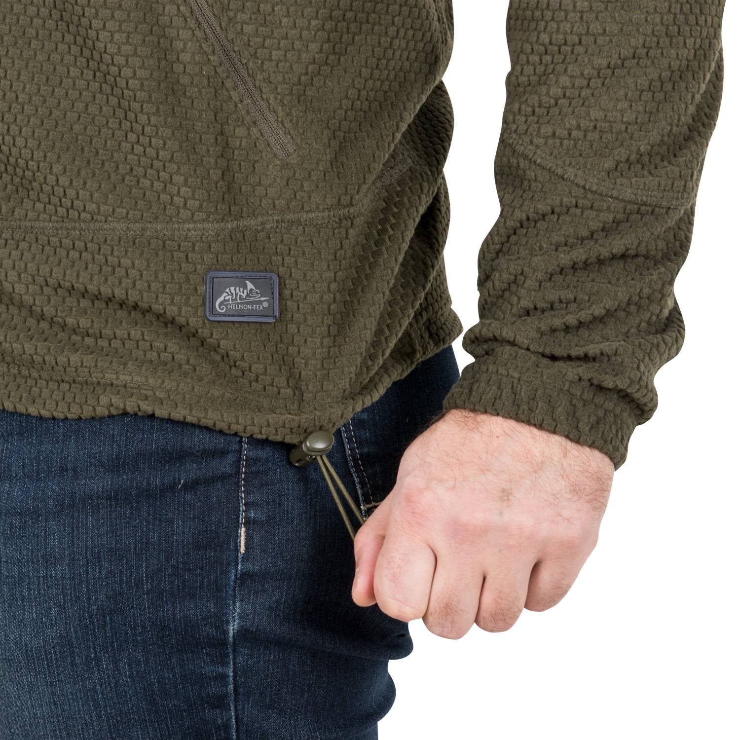 Sudadera táctica Alpha verde, fleece, bolsillos en mangas con velcro