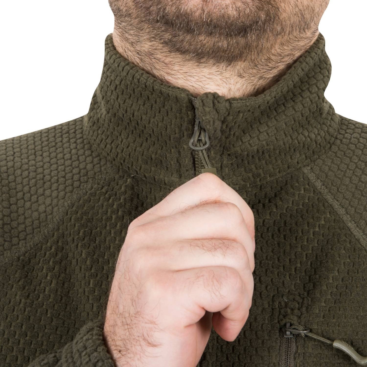 Sudadera táctica Alpha verde, fleece, bolsillos en mangas con velcro