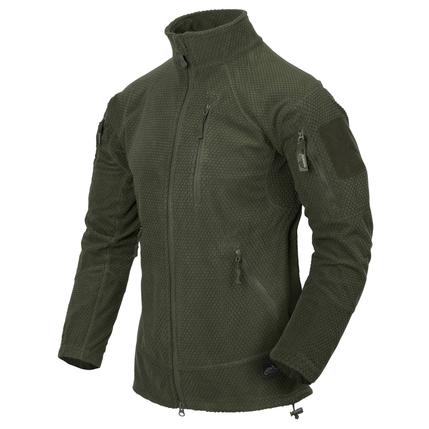 Sudadera táctica Alpha verde, fleece, bolsillos en mangas con velcro