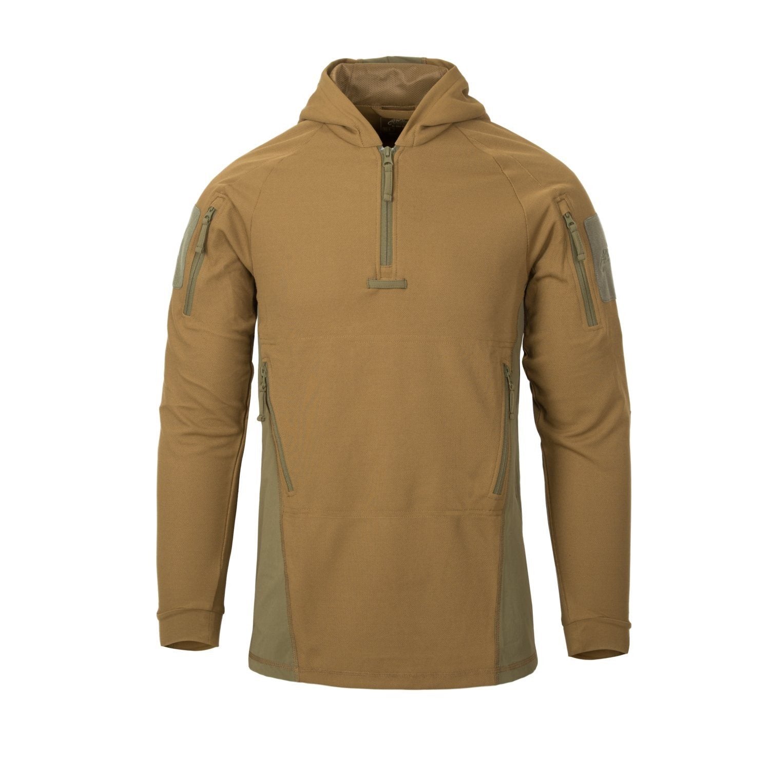 Sudadera RANGE Topcool Coyote/Adaptive Green con capucha, paneles elásticos laterales y refuerzos en codos
