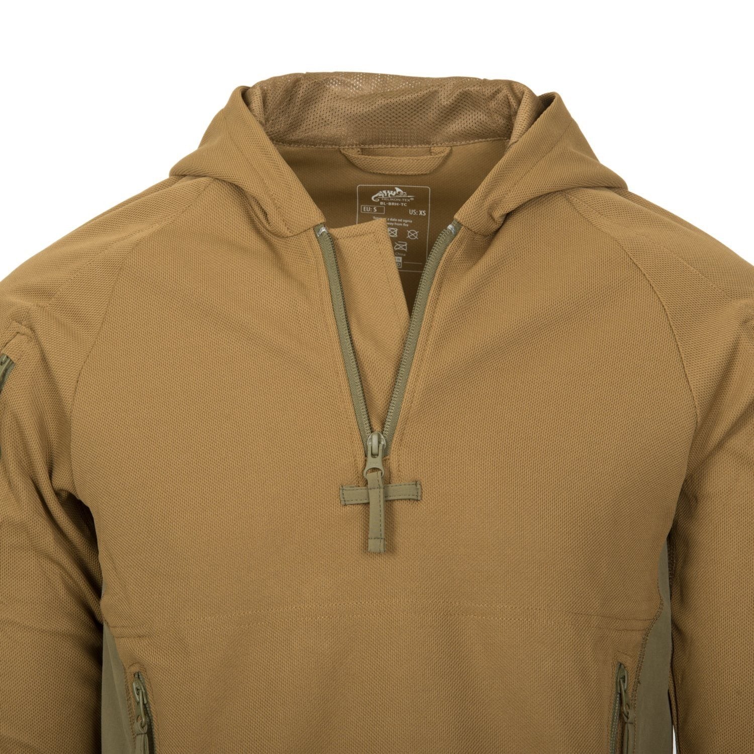 Sudadera RANGE Topcool Coyote/Adaptive Green con capucha, paneles elásticos laterales y refuerzos en codos