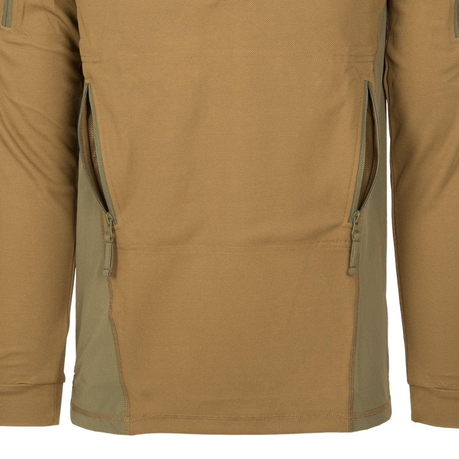 Sudadera RANGE Topcool Coyote/Adaptive Green con capucha, paneles elásticos laterales y refuerzos en codos