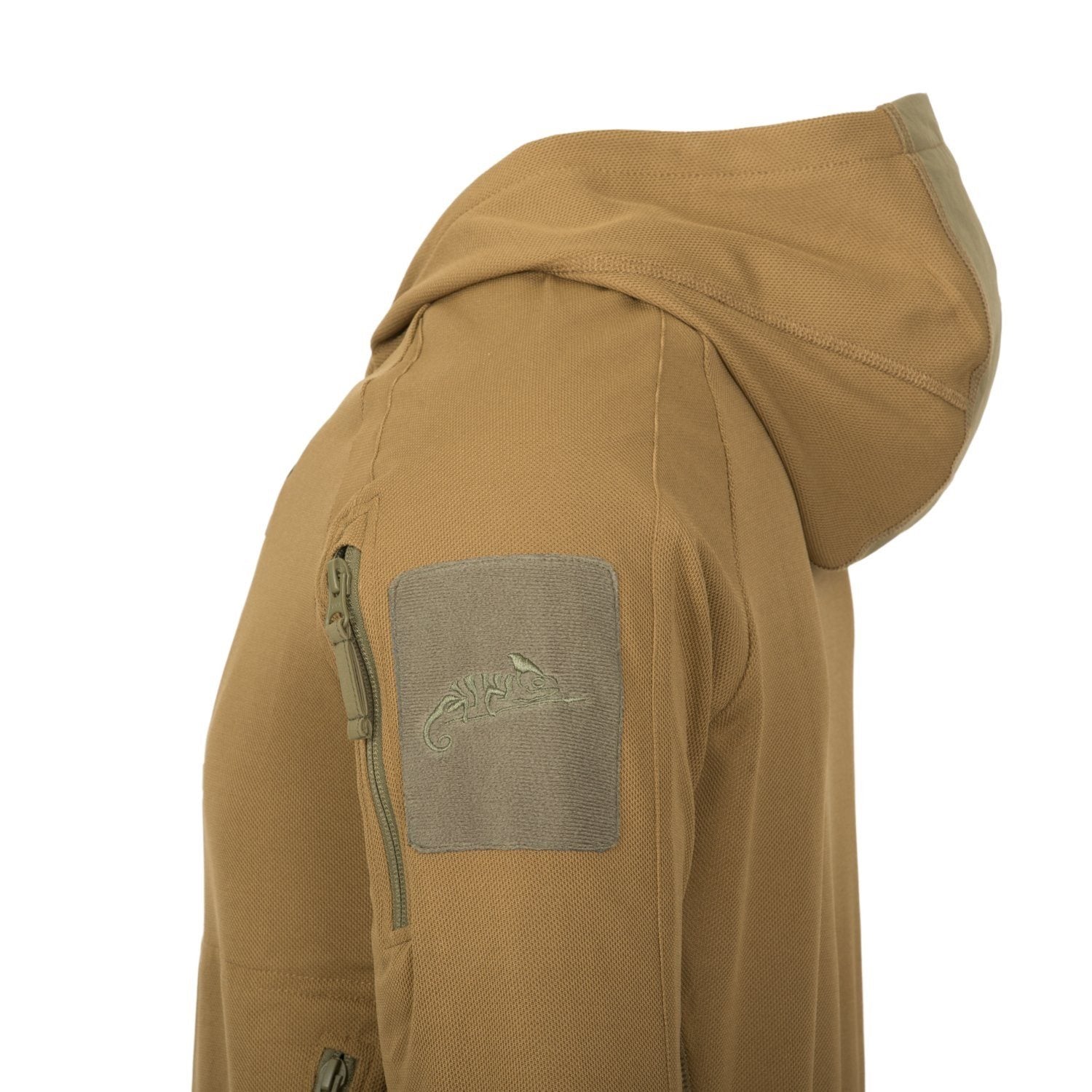 Sudadera RANGE Topcool Coyote/Adaptive Green con capucha, paneles elásticos laterales y refuerzos en codos