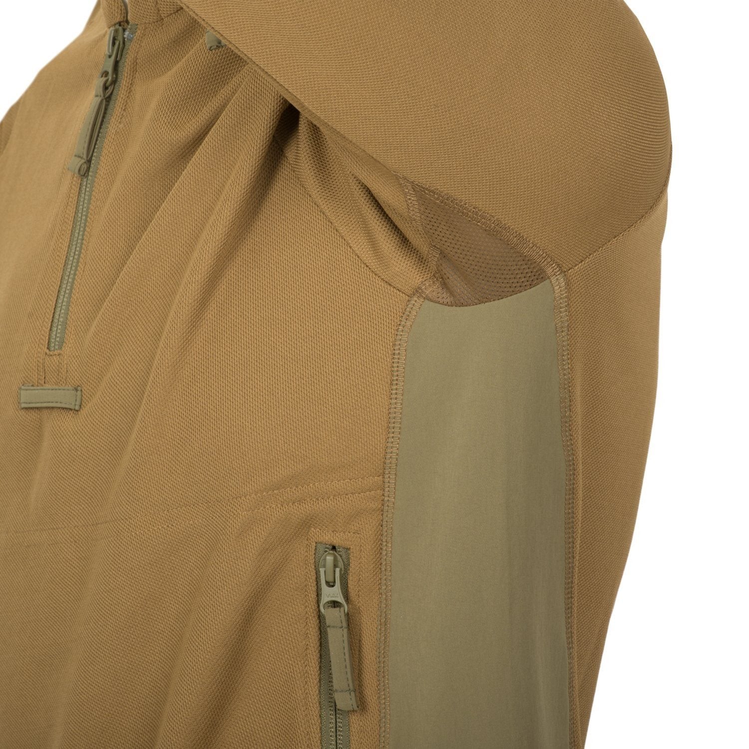 Sudadera RANGE Topcool Coyote/Adaptive Green con capucha, paneles elásticos laterales y refuerzos en codos